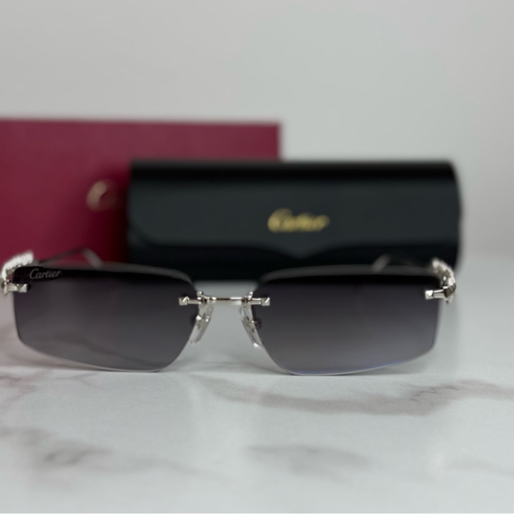 Cartier Silver Frame Sunglasses with Dark Lenses